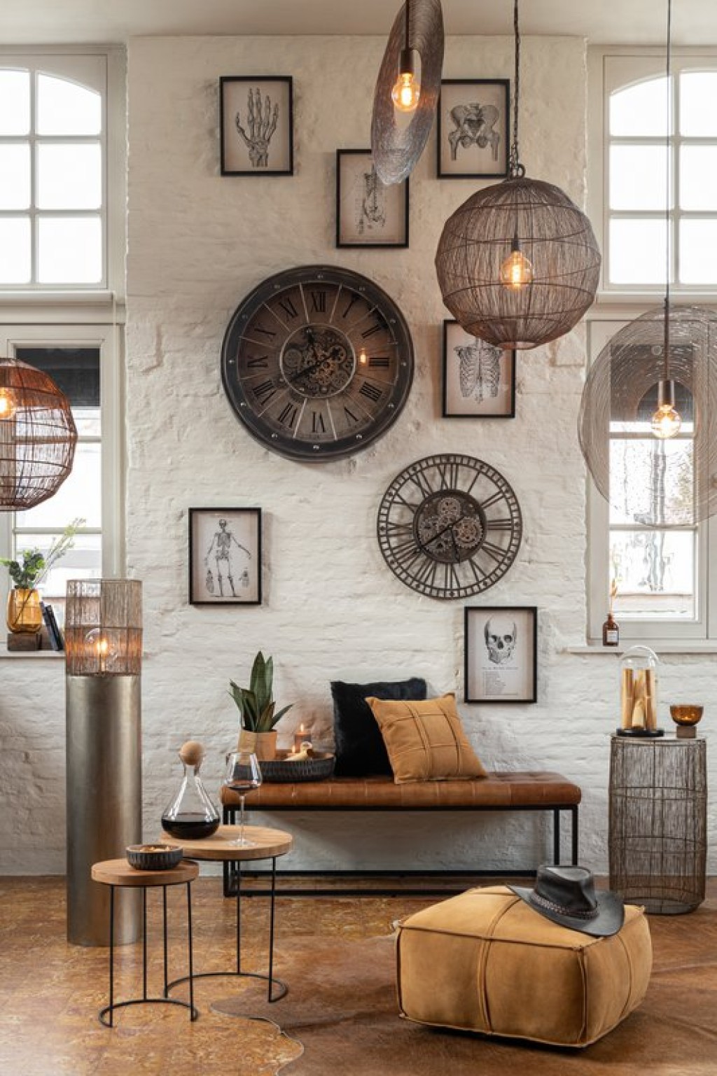 J-Line side table Baskets High Antique - metal - brown