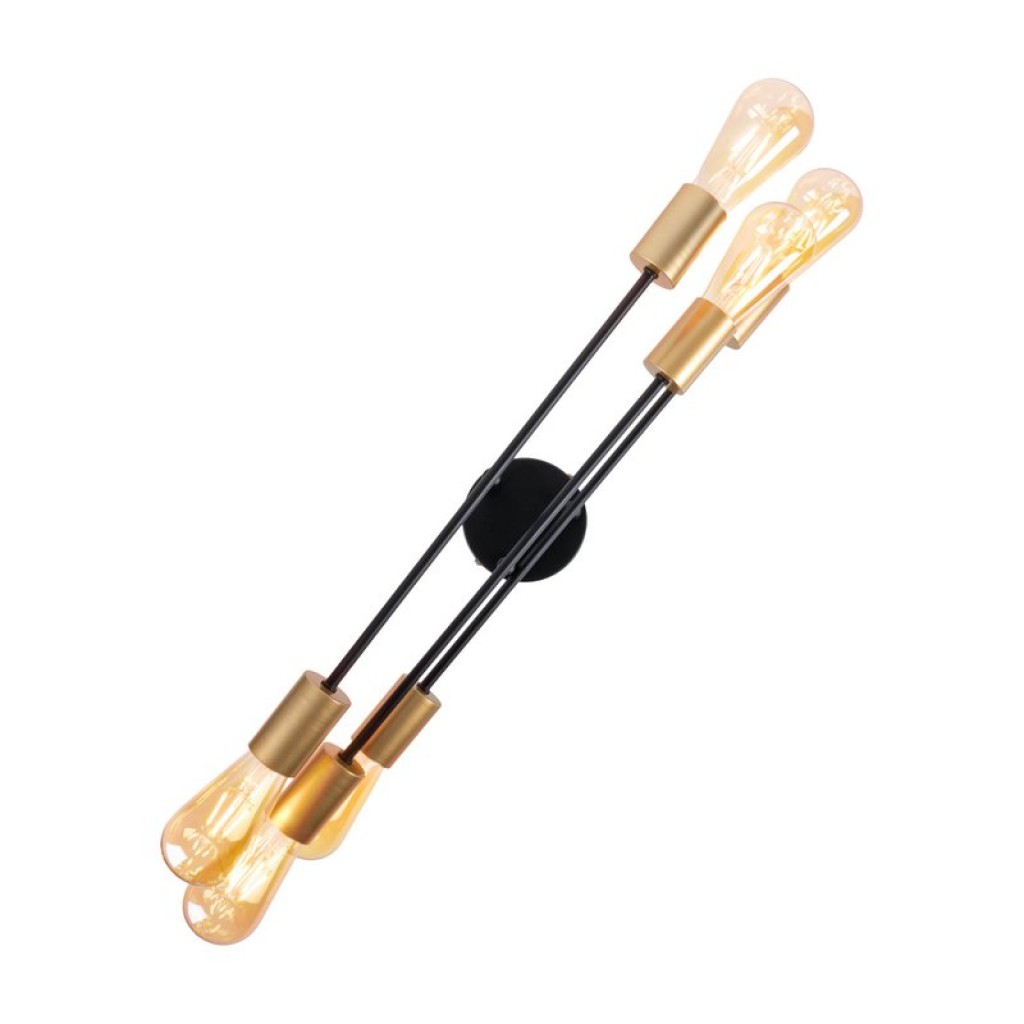 Ceiling light "Modo" 6-flame made of metal in black, versions gold, E27 socket, ceiling lamp for living room, dining room, kitchen, hallway, hallway or office with a Øvon 54.5 cm