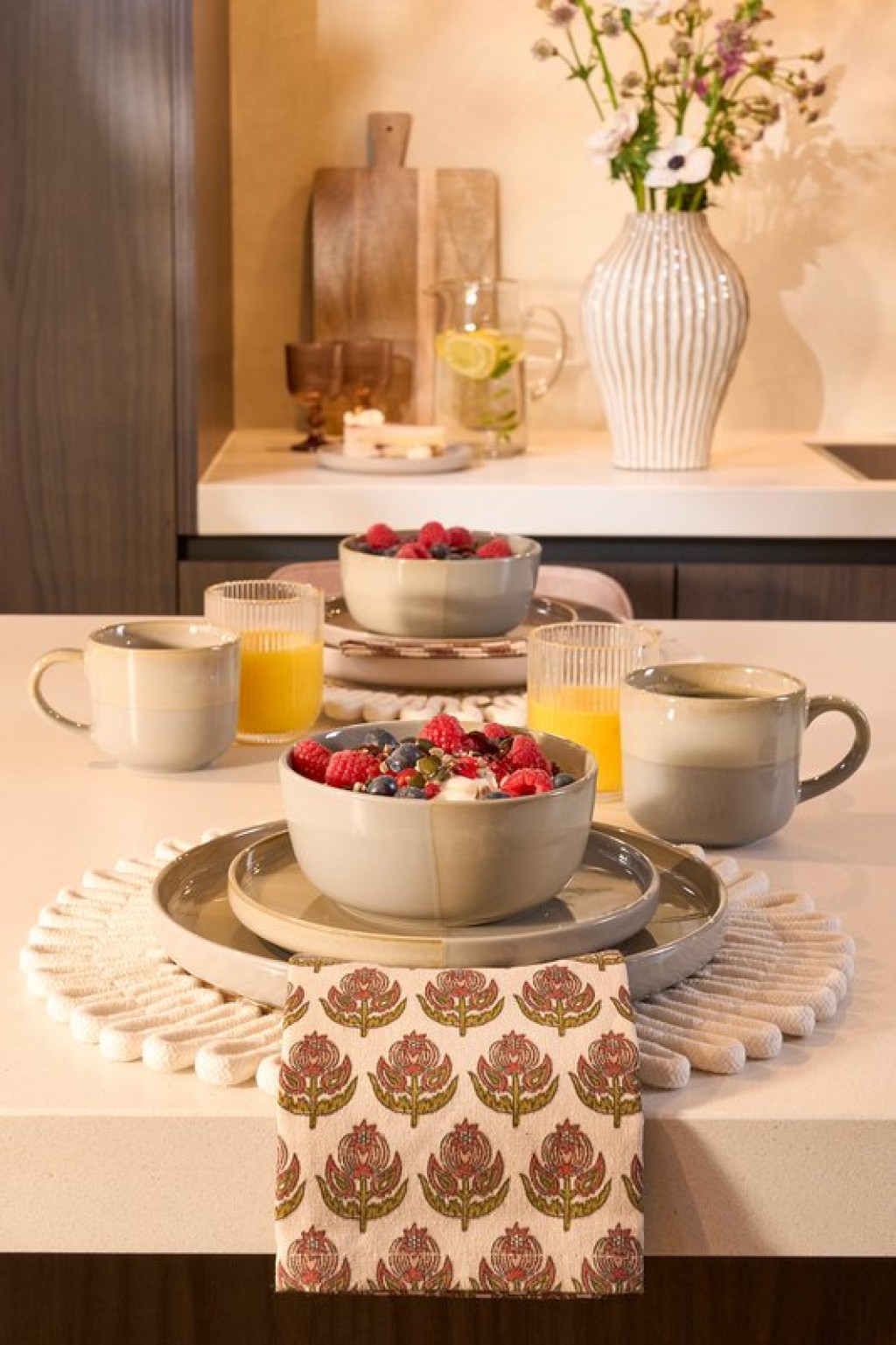 OZZU SET SET 4 PERSONS - STONE GOOD - Gray