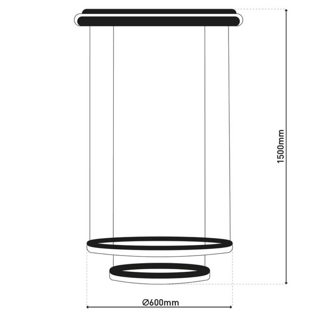 LED CCT pendant light "Circulo" made of black metal and sand-colored plastic, with integrated LED and many functions, Ø 60 cm, 150 cm high.