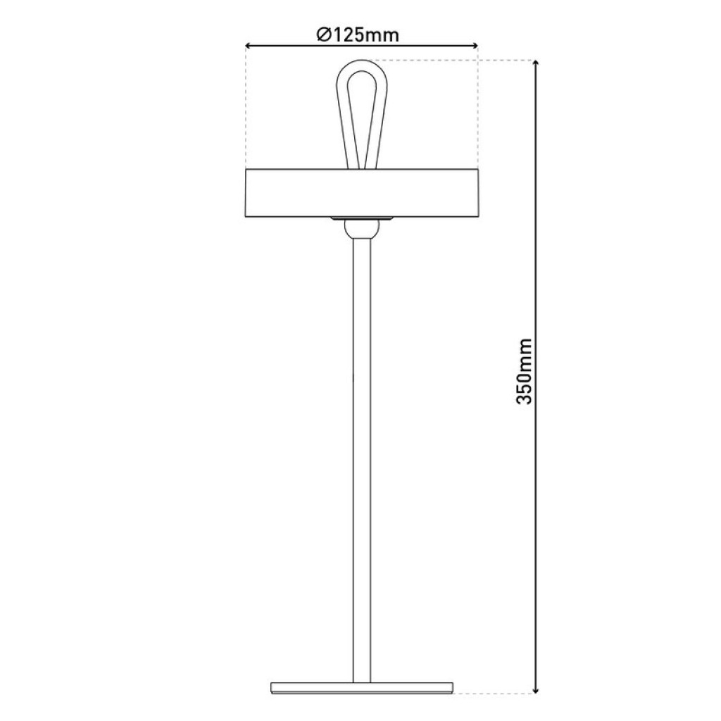 LED battery table lamp magnetic for outside and inside, made of metal and plastic in black, 36 cm high