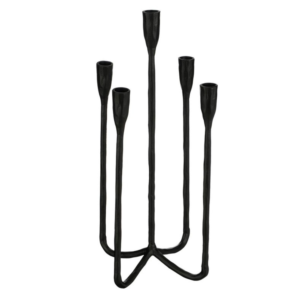 Christy Candlestick - L23 x W23 x H44 cm - Aluminum - Black
