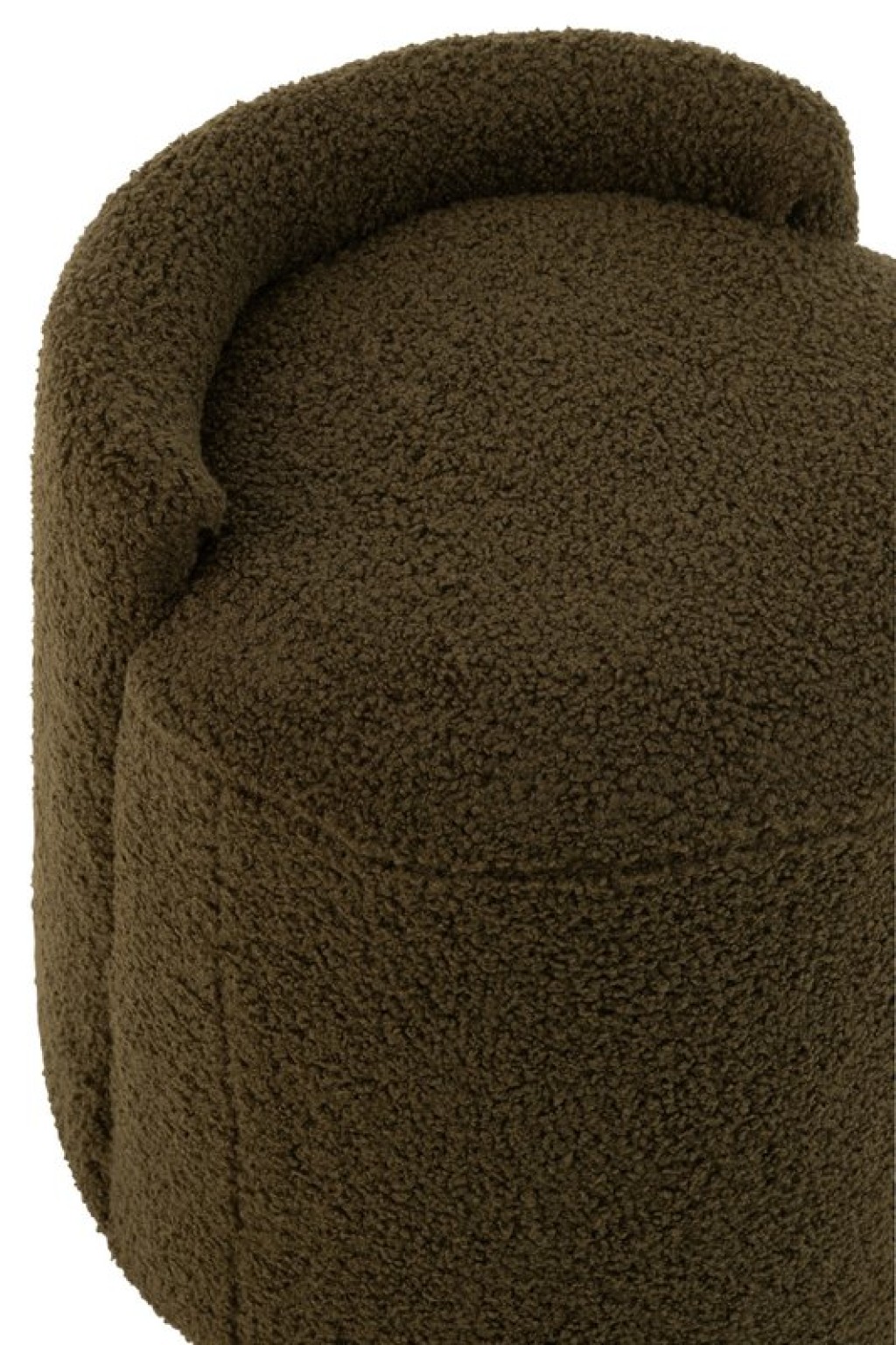J-Line Poef Teddy Round+Rugleuing Bouclé Green