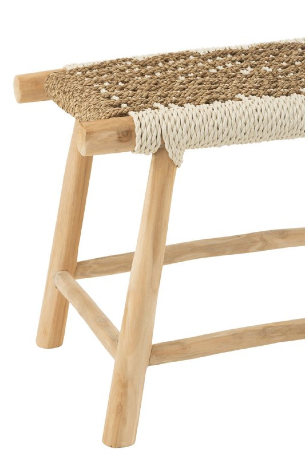 J-Line Pouf Waverly Teak Wood/Seagrass Natural/White