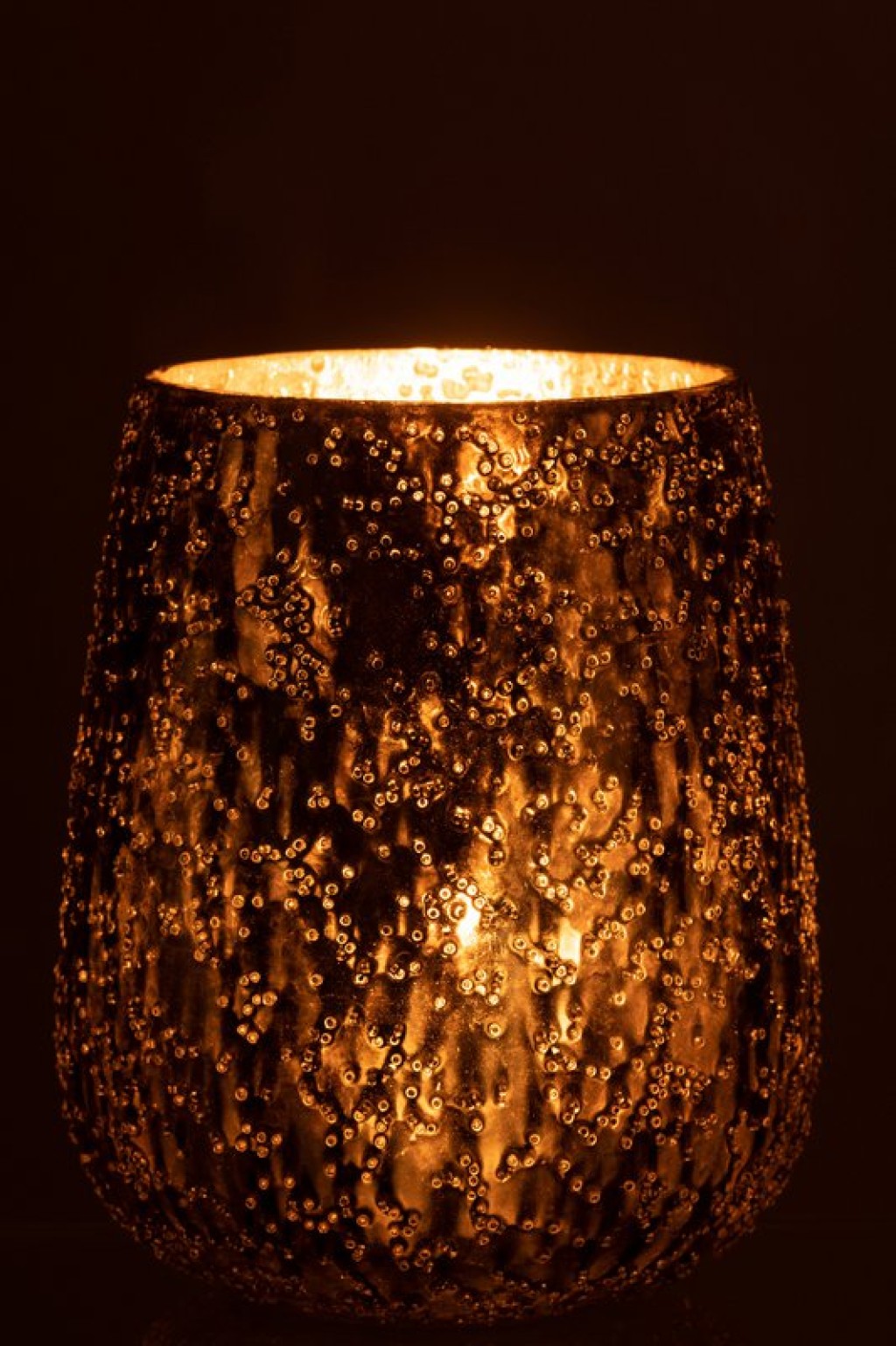 J-Line lantern Lise - glass - brown/gold - large