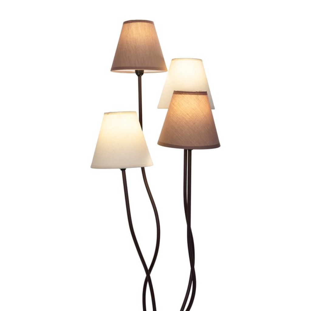 Textile standing lamp 4-flame "boho", floor lamp in beige/brown, with E14 socket, for dining room, living room, hallway or office, 138 cm high