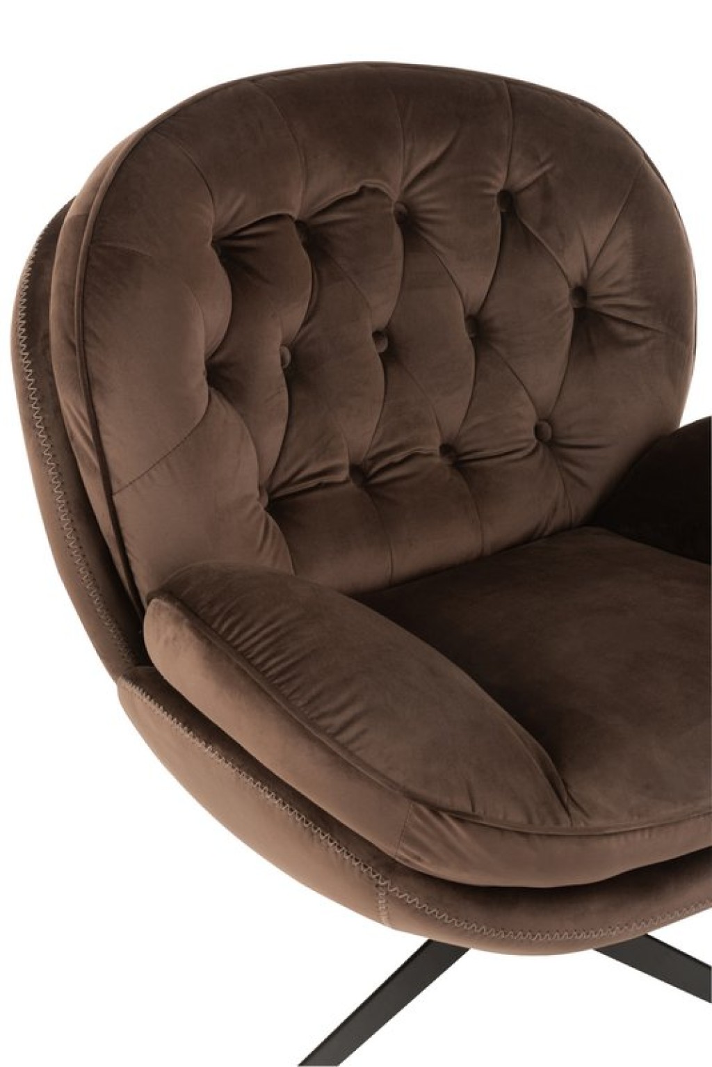J-Line sofa Relax -+ footstool - metal/textile - dark brown