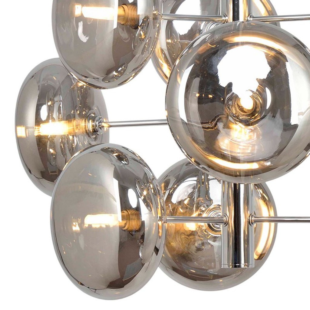 Pendelleuchte "ORION" Ø ca. 53 cm amber, aus messingfarbenem Metall und Glas in amber, G9-Sockel, Beleuchtung für Wohnzimmer, Esszimmer oder Büro.