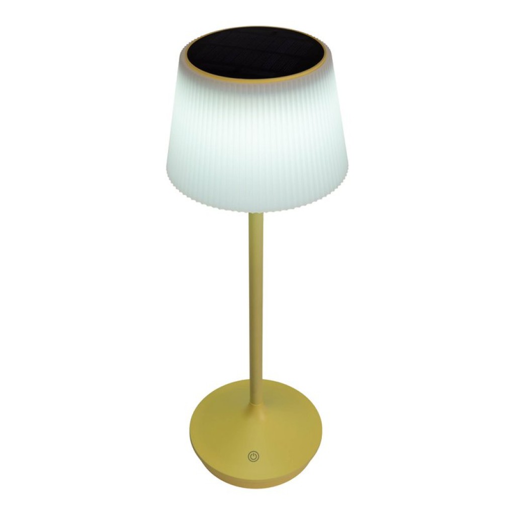 Solar battery lamp "Emmi" 38 cm high, umbrella Ø 13 cm, metal in yellow and white plastic, for the outdoor area, dimmable CCT.