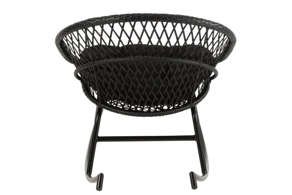 J-Line rocking chair + cushion Zayo - metal/wicker - black
