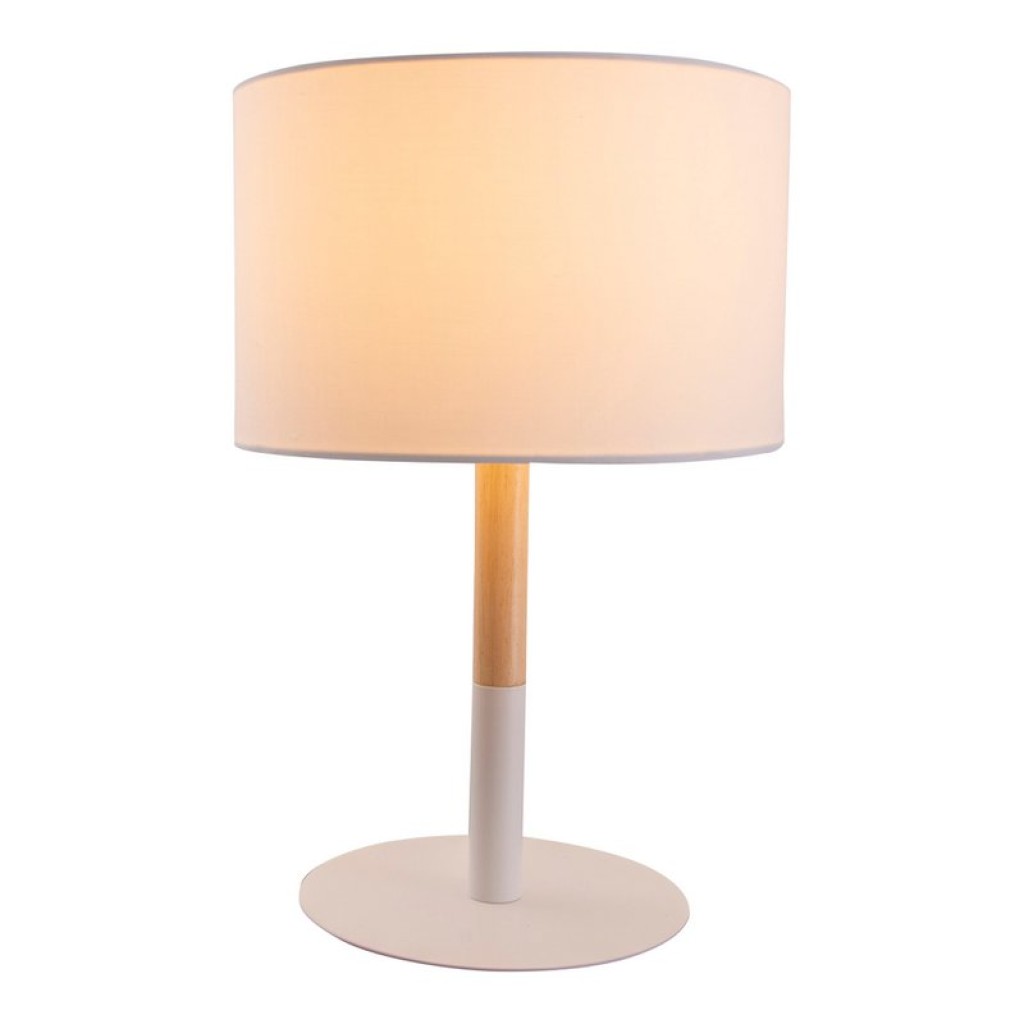 Textile table light "Tessile", table lamp made of metal, textile and rubber tree in white/nature, with E14 socket, for dining room, living room, hallway or office, 37 cm high