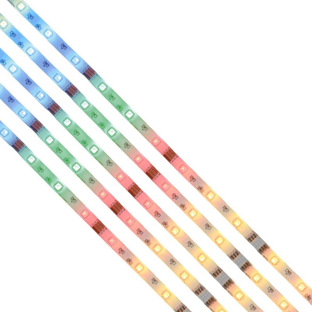 5x 1m RGB LED stripe, with color change, dimmable, including infrared remote control