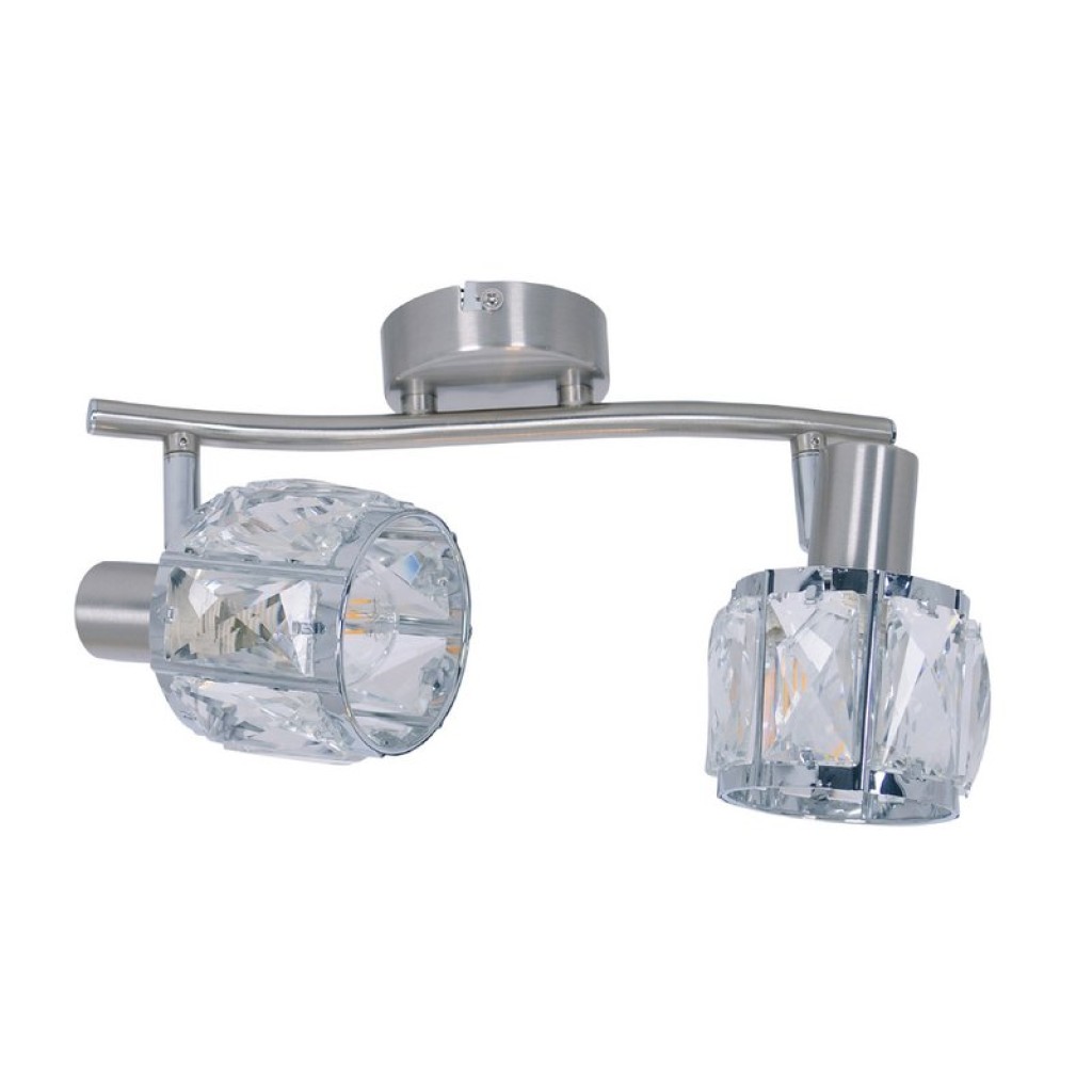 2 Series-LED spot "Josefa", metal ceiling lamp and glass in stainless steel look, with E14 version Filament Lamps included, for living room, dining room, hallway or hallway 28 x 8 cm