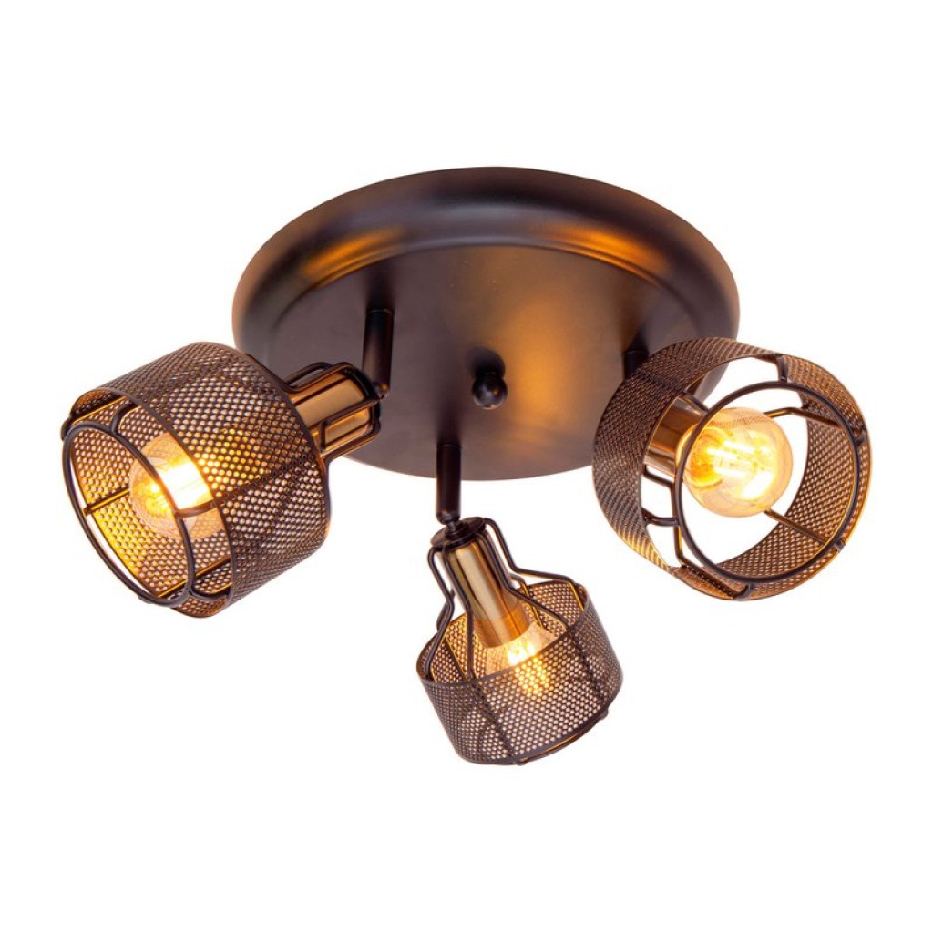 3er Wand- und Deckenrondell Spot "Foro" aus Metall in Schwarz, und Gold, mit E14-Fassungen, 41 cm Durchmesser. Stilvolle Beleuchtung für Wohnzimmer, Esszimmer oder Küche.