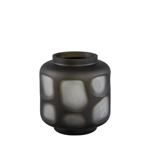 Azize Green Carved Glass Round Vase On Base S