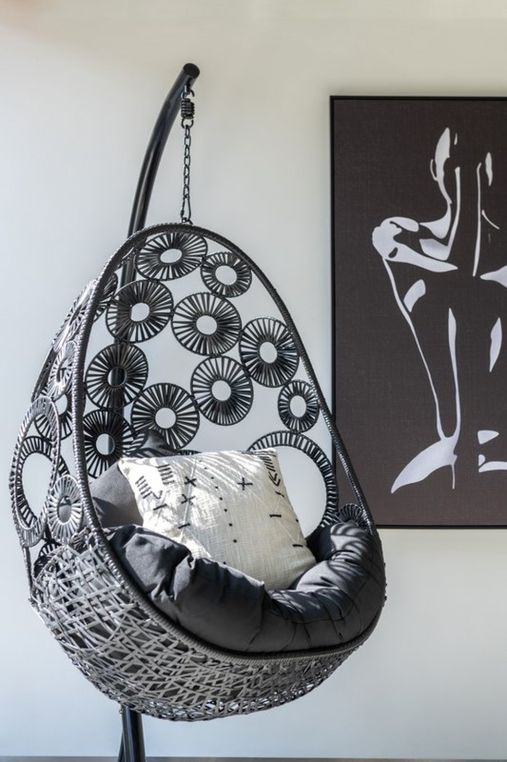 J-Line Frame Woman Canvas/Wood White/Black