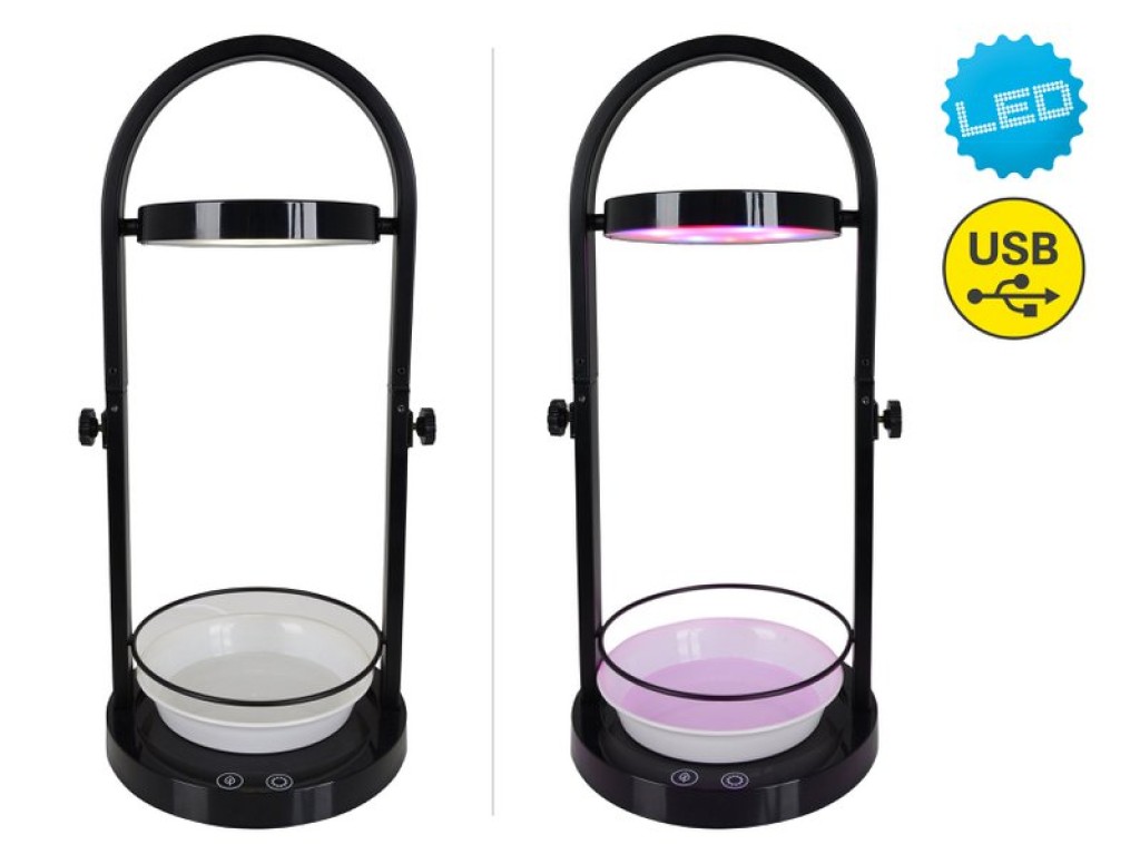 LED plant tablet light 53.5 cm high, made of metal and plastic in black, with integrated LED