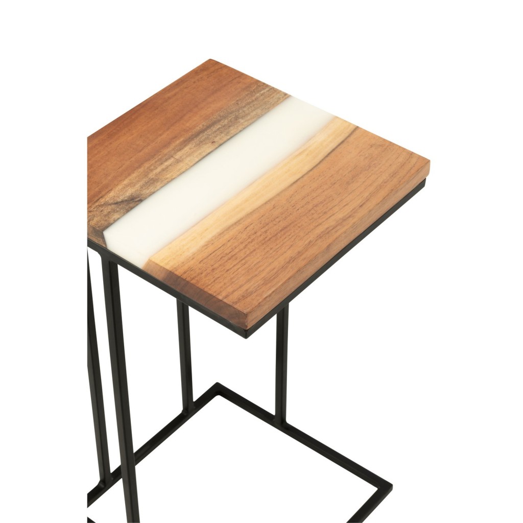 J-Line bijzettafel Vierkant - hout/epoxyhars - naturel/wit