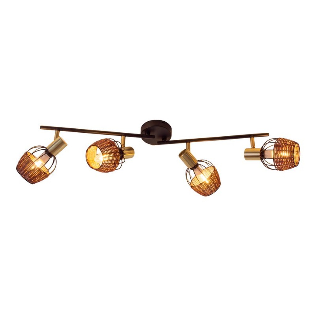 4 ceiling lamp "Corbis", metal spot in black, and gold, with E14 socket, for dining room, living room, hallway or office, ceiling lamp inside, 78 cm long