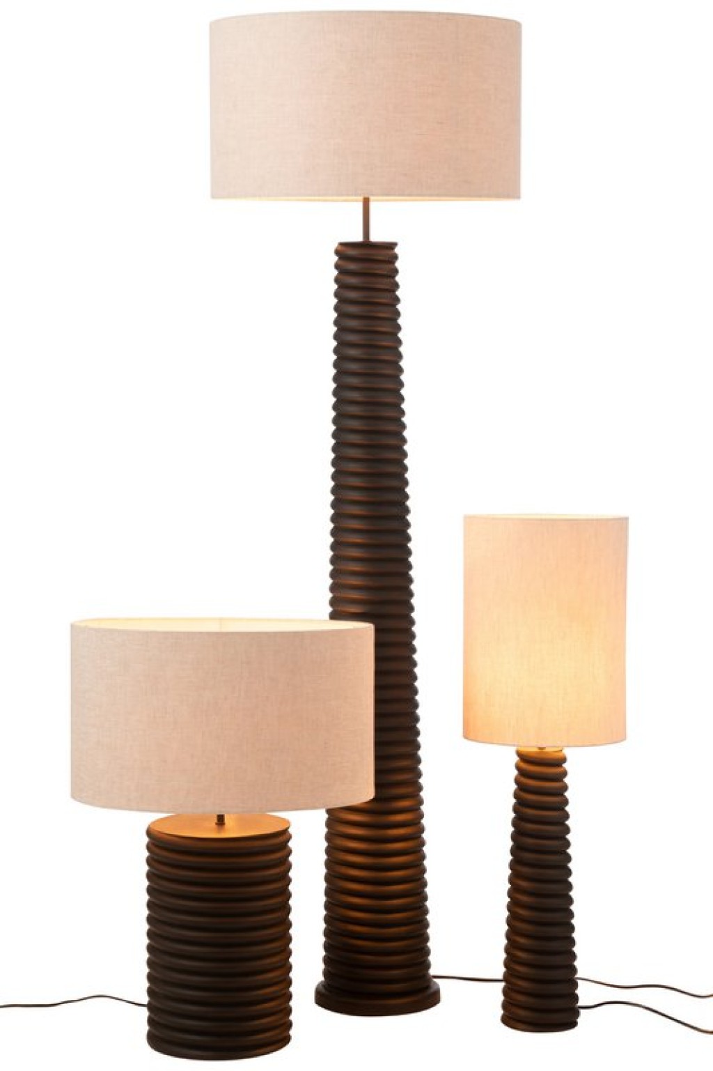 J-Line Table Lamp Screw Thread Wide Ailanthus Wood Black/Gray