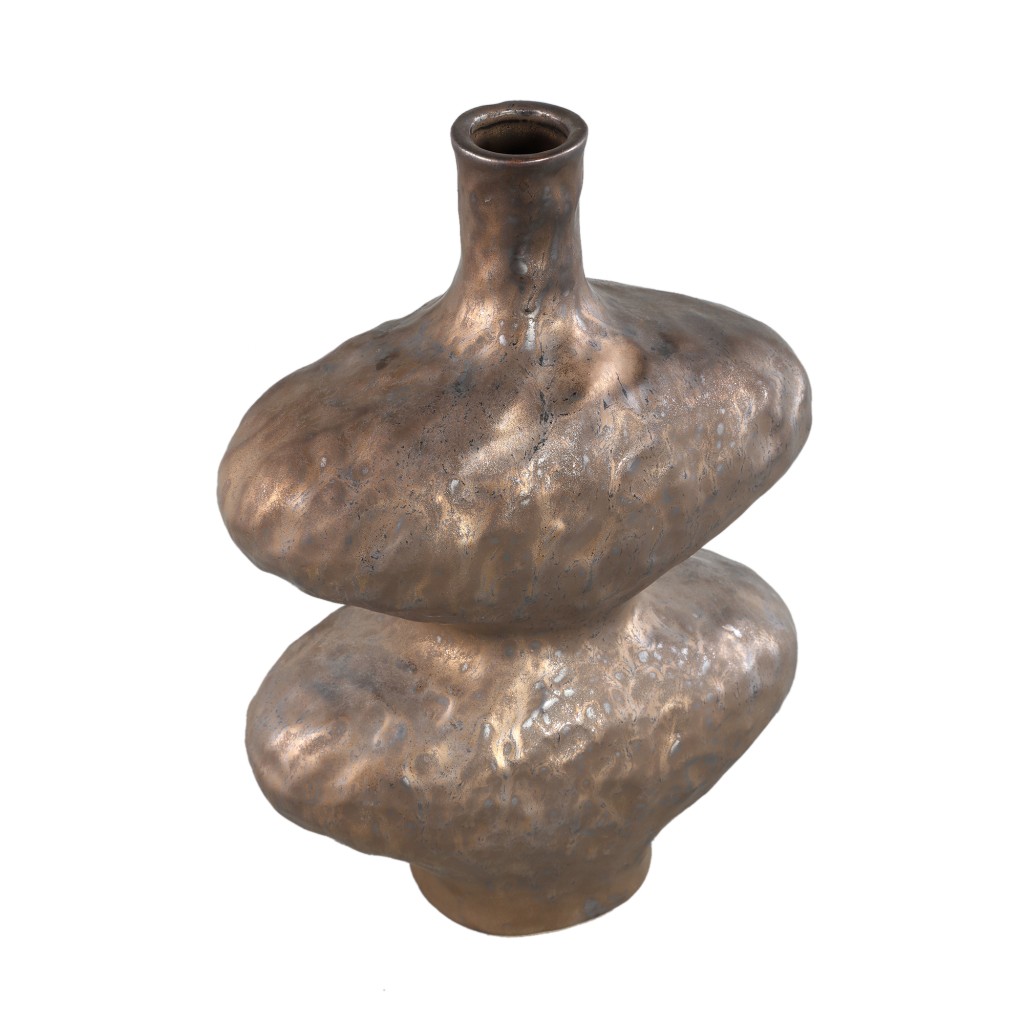 Chelsean Bronze Oval Bulby Shaped Ceramic Vase L