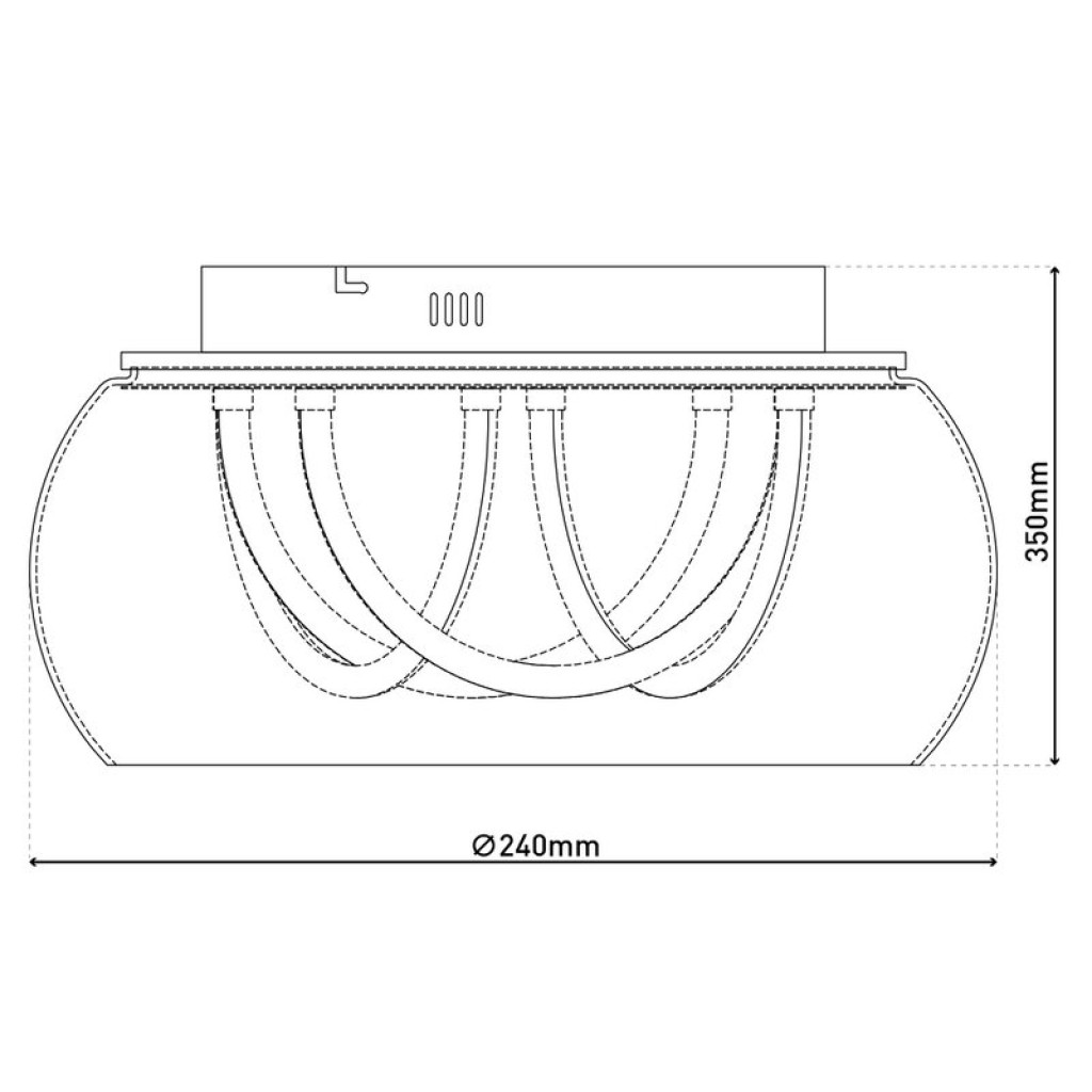 LED ceiling light "Malou" Ø 45 cm, 23.5 cm high, made of metal, smoke glass, integrated LEDs, warm white
