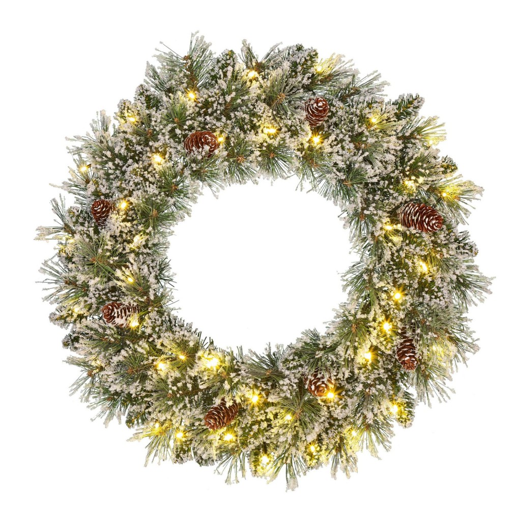 Vandans Kerstkrans met LED Verlichting - Ø60 cm - Groen Frosted
