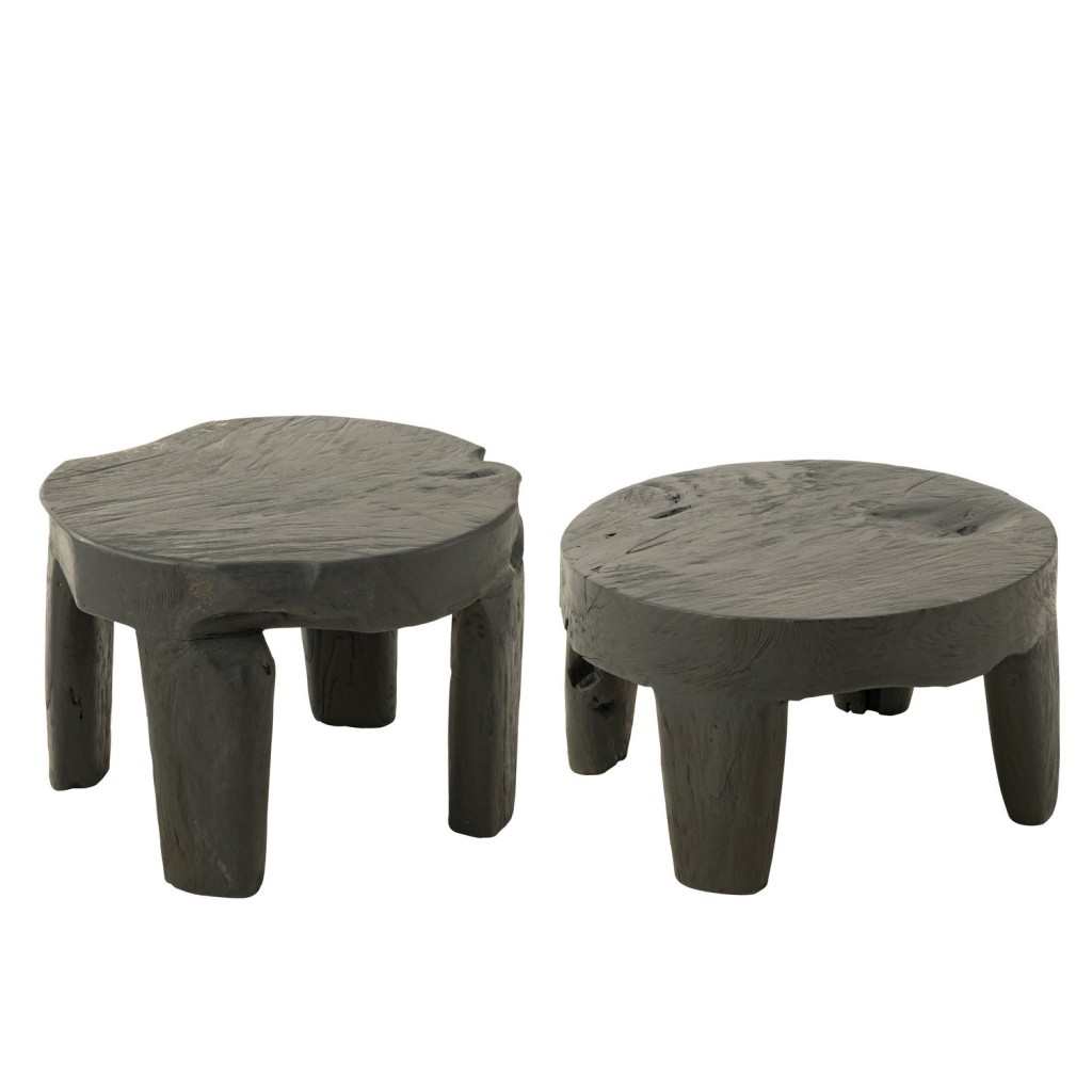 J-Line tafel Rond Teak - hout - zwart