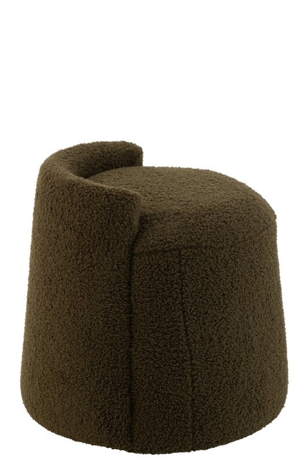 J-Line Poef Teddy Round+Rugleuing Bouclé Green