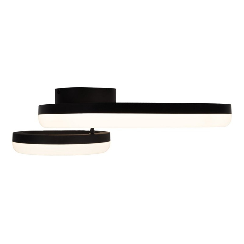 LED CCT ceiling light "Circulo" made of black metal and sand-colored plastic 53 cm long