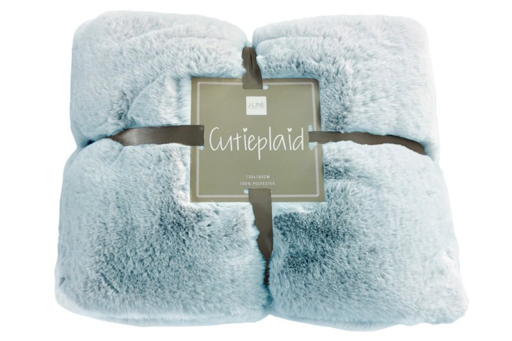 J-Line Plaid Cutie - Polyester - 180x130 cm - Light blue