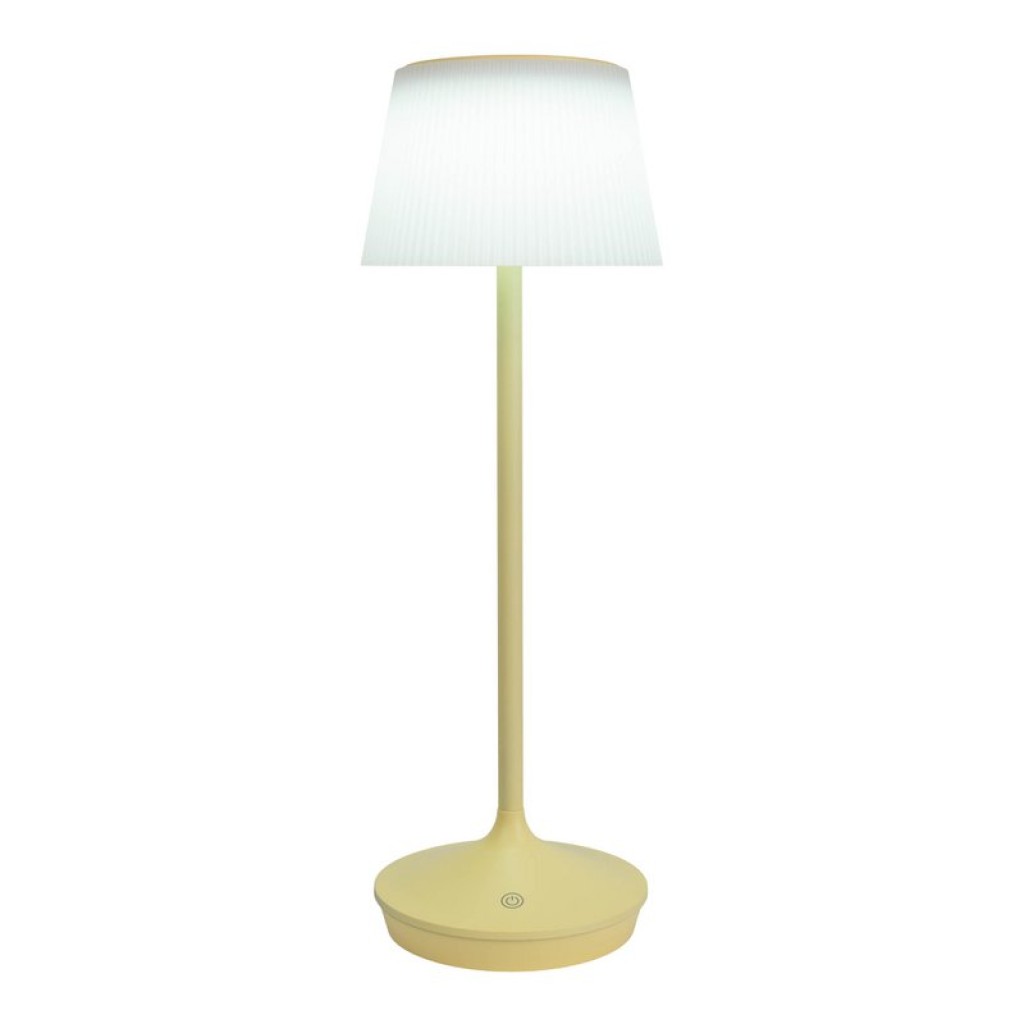 Solar battery lamp "Emmi" 38 cm high, umbrella Ø 13 cm, metal in yellow and white plastic, for the outdoor area, dimmable CCT.
