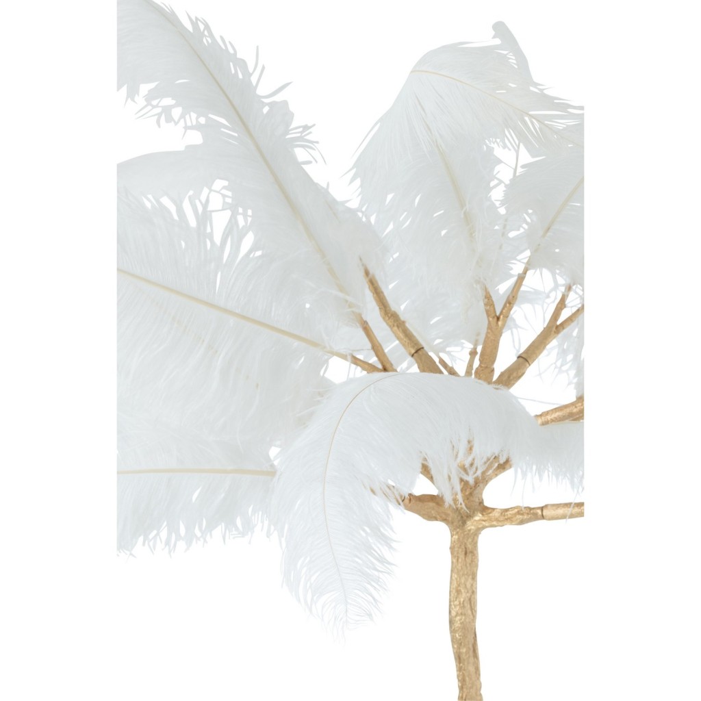 J-Line boom Pluimen - staal - goud/wit - large
