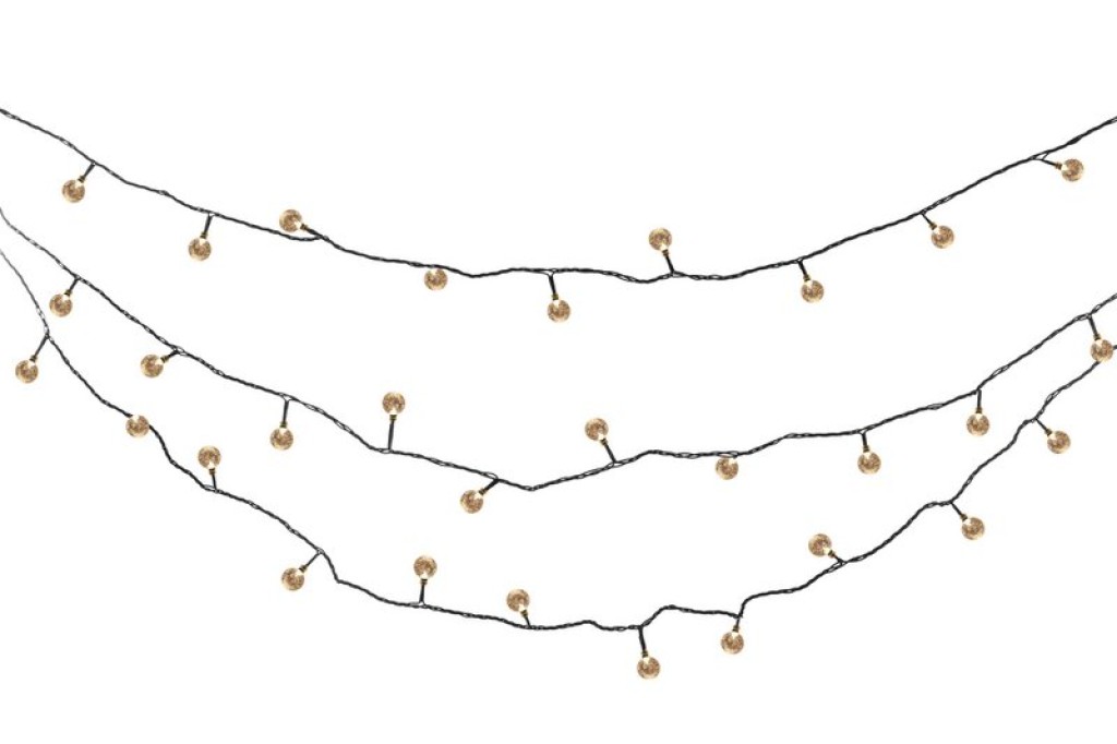 Outdoor light chain with decorative balls in glass look, 868 cm long, warm white,