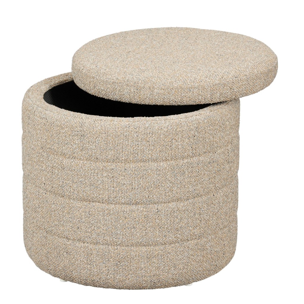 Poef met Opbergruimte - H41 x  Ø42 cm - Beige