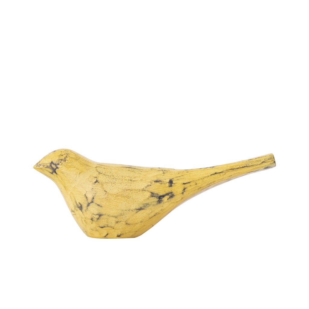 Gracella Yellow Mango Wood Bird Statue L