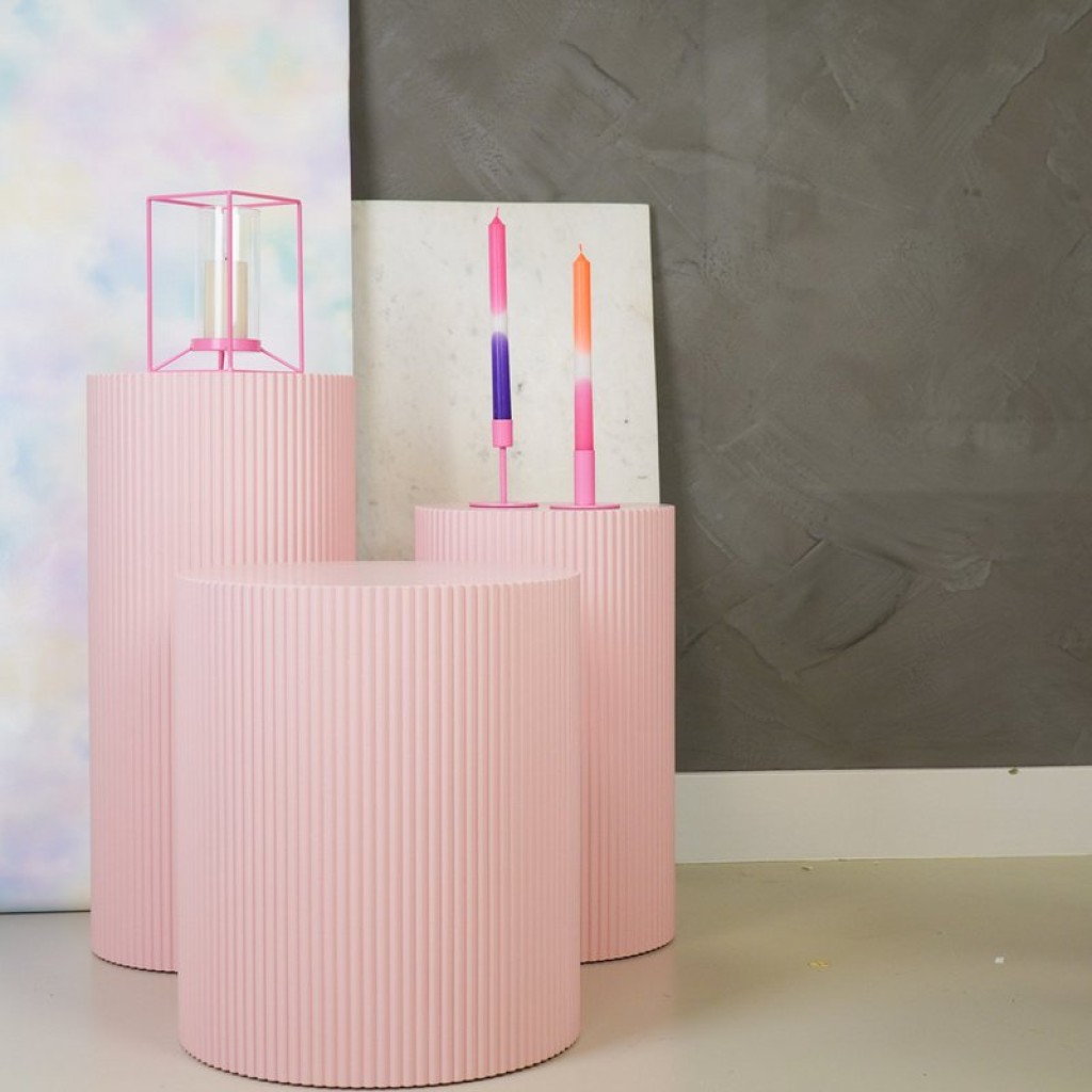 Side Table - Cylinder- MDF - Light Pink - 39x45cm