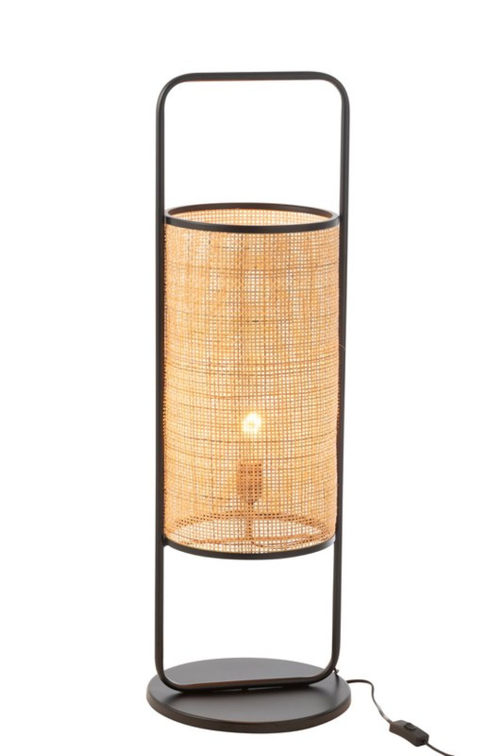 J-Line Table Lamp Elton Metal/Ratan Black/Natural Large