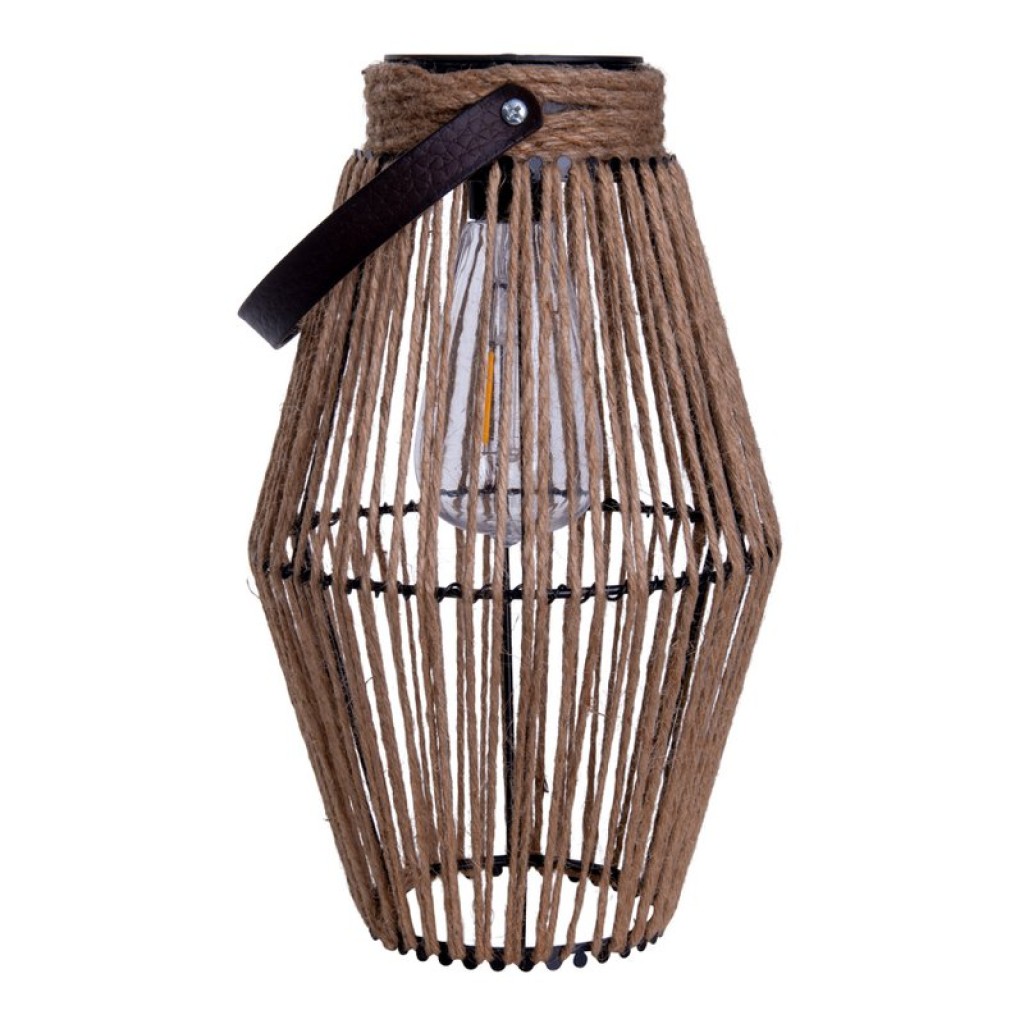 LED solar light "Korbinian" for garden and terrace, decorative lamp made of metal and plastic cord covering in nature, LEDs firmly installed, solar lamp for outside 30 x 18 cm