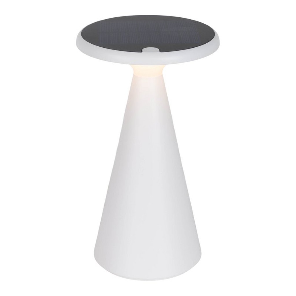 Solar battery table lamp "Palu" for outside and inside, made of plastic in white, 20 cm high