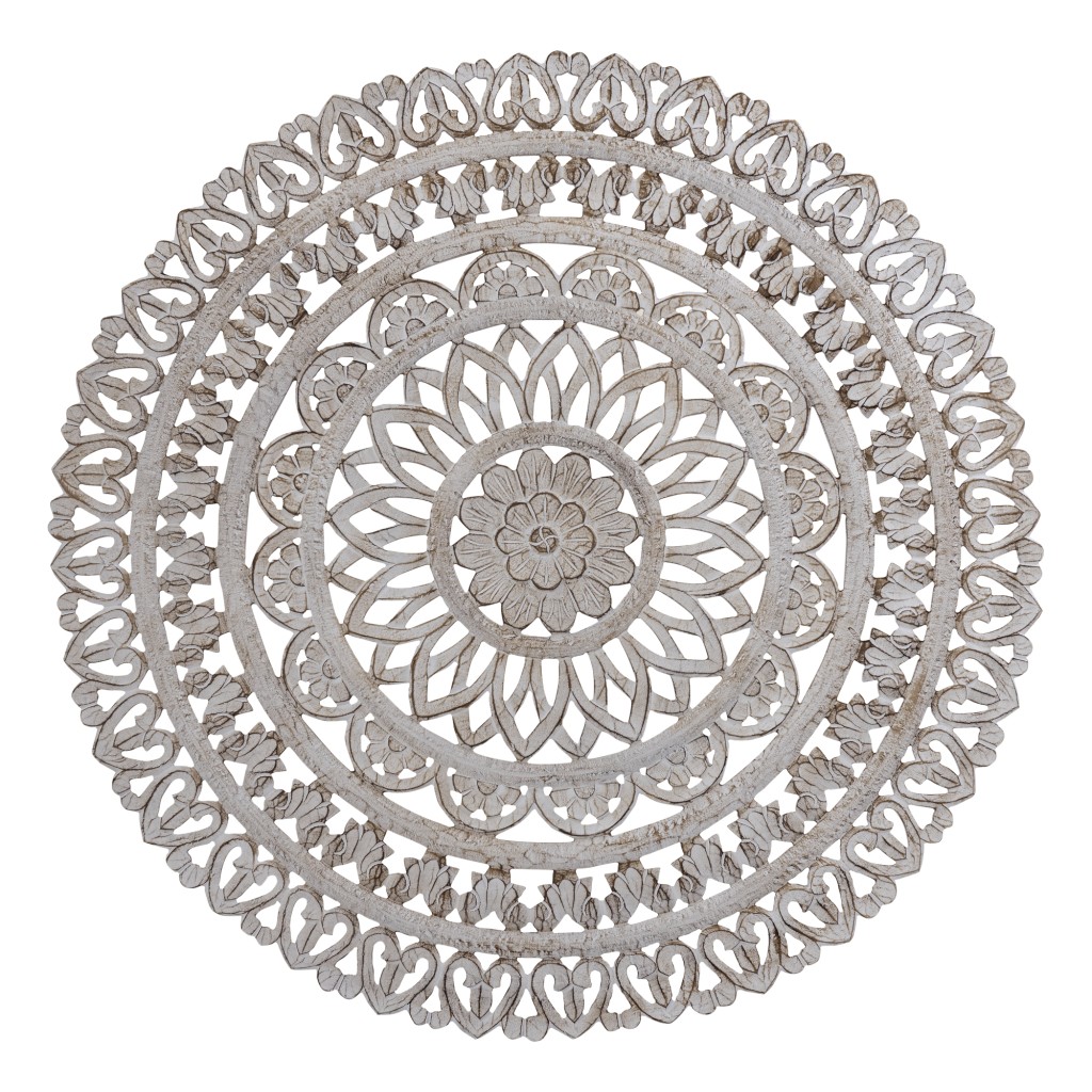 Farris Cream Round Mdf Wall Panel Carved L