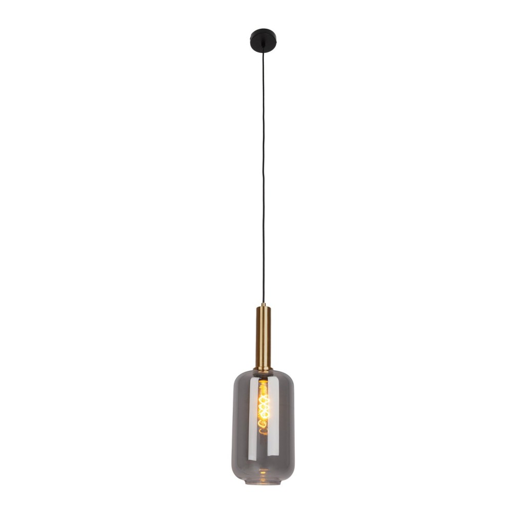 1-pending lamp "fumo", hanglamp gemaakt van metaal en glas in zwart, met E27-aansluiting, voor eetkamer, woonkamer, gang of kantoor, hangende lamp 150 x 22 cm