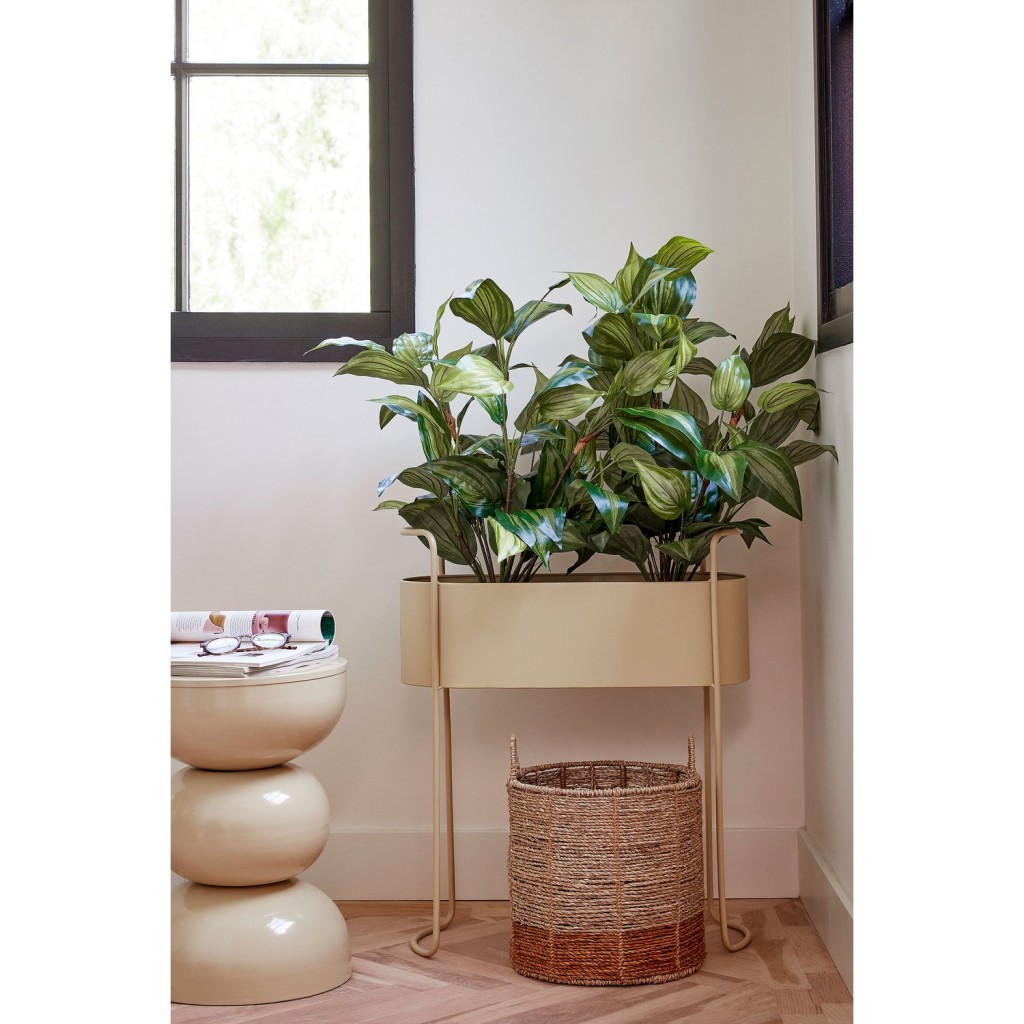 Moritz Bloempot op Standaard - L55 x B24 x H65 cm - IJzer - Beige