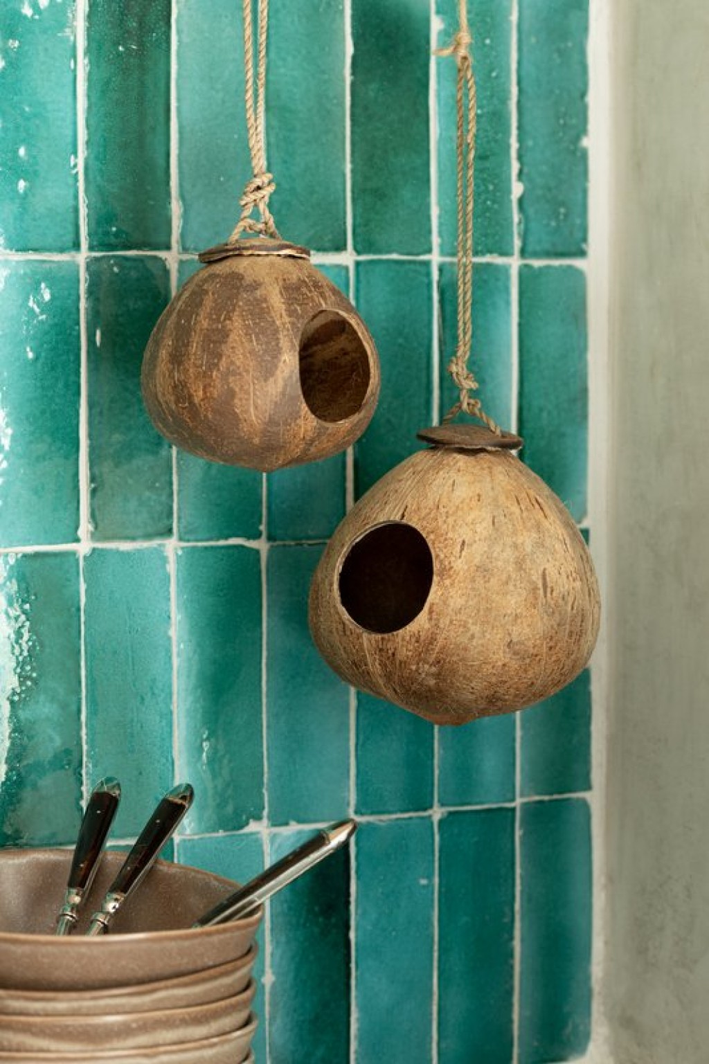 J-Line Coconut House decoration - birdhouse - wood - natural - L
