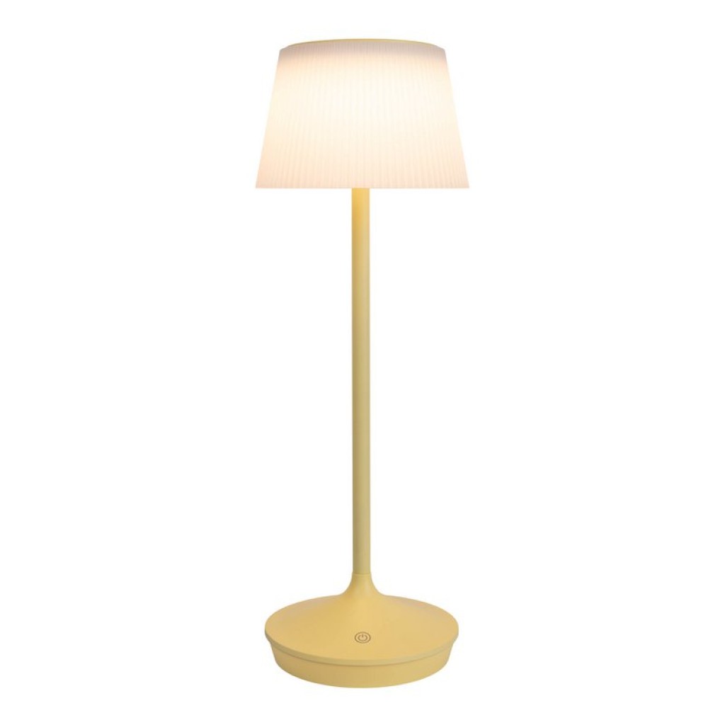 Solar battery lamp "Emmi" 38 cm high, umbrella Ø 13 cm, metal in yellow and white plastic, for the outdoor area, dimmable CCT.