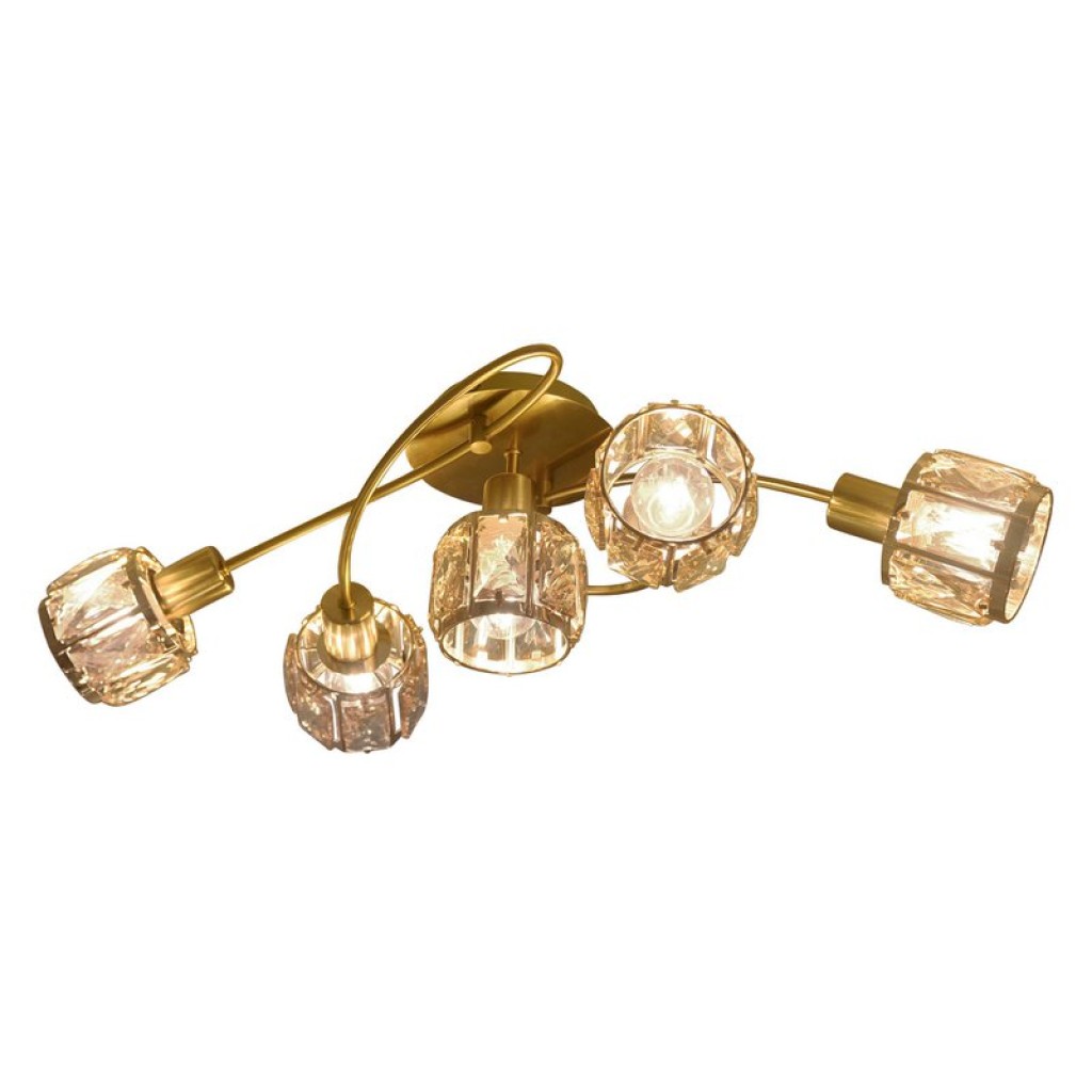 5-LED ceiling lamp "Josefa", metal ceiling lamp in gold, with E14 socket, for dining room, living room, hall or office, lamp for living room, dining room, hall or hall, 61 x 36 x 21 cm