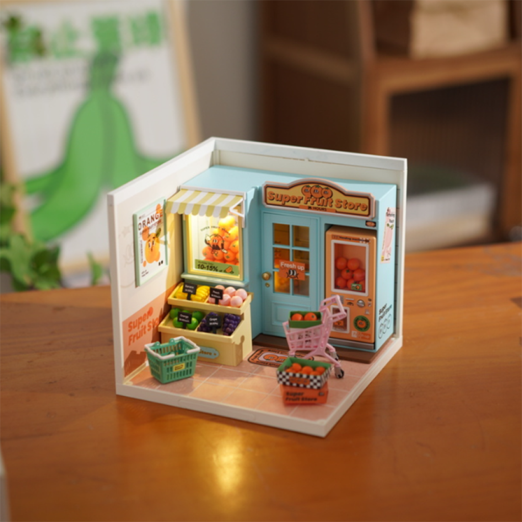 DIY Huisje Super Store Daily VC Fruit Store, Robotime, DW003, 16,3x16,3x15,2cm