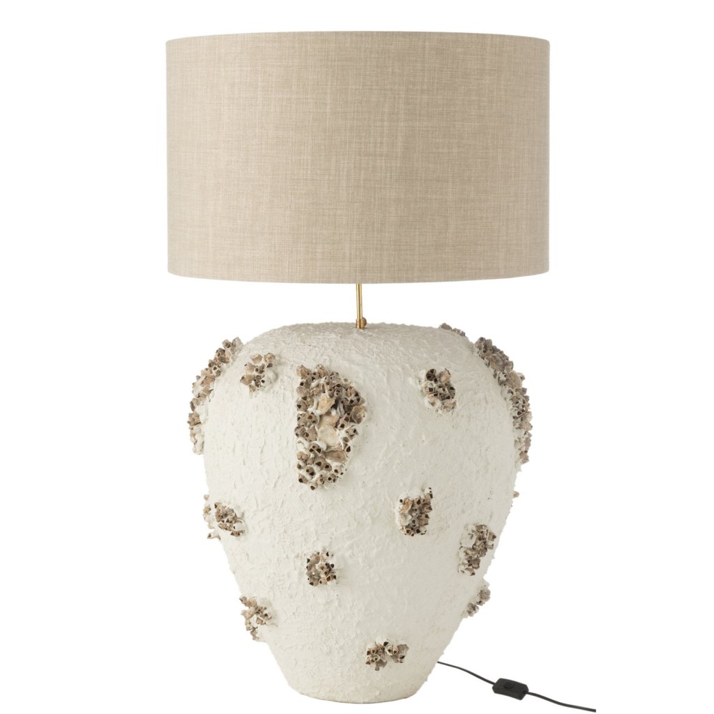 J-Line lamp + kap Jilly Terracotta - steen - wit/bruin