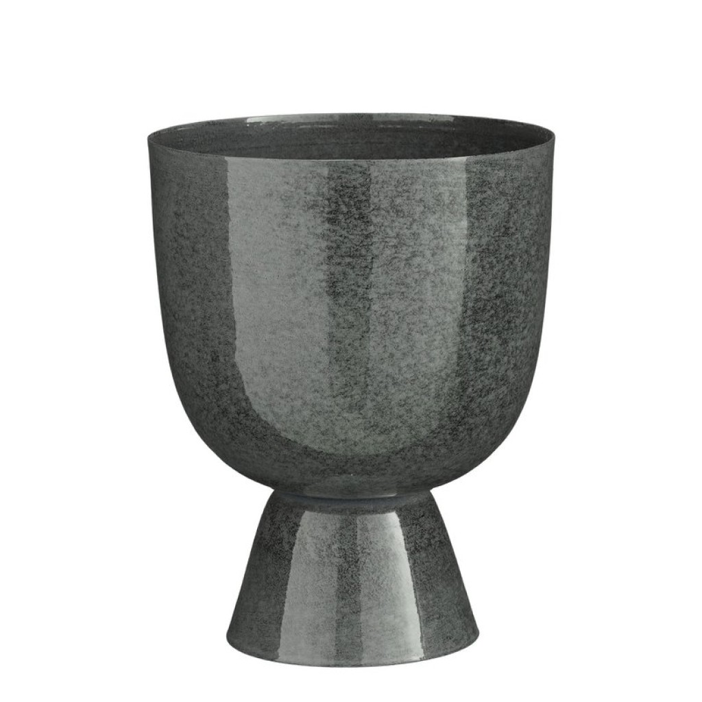 James flowerpot on standard - H28 x Ø22 cm - Metal - Gray