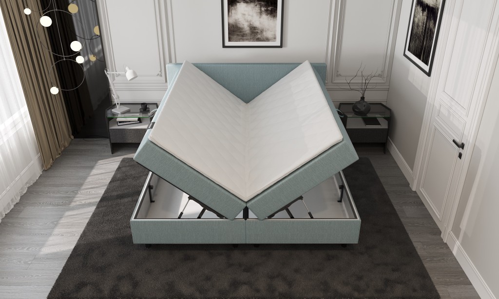 Mörgenn Opberg Boxspring Blauw 140x210